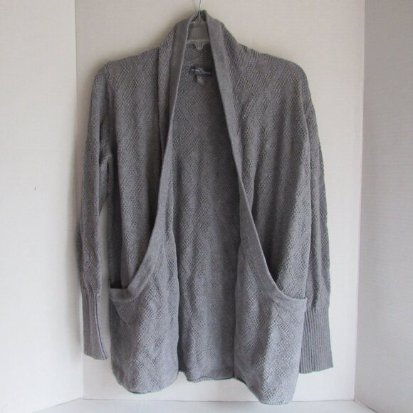 Market & Spruce Sweaters - Market and Spruce Gray Diamond Weave Open Front Cardigan Sweater Size Medium